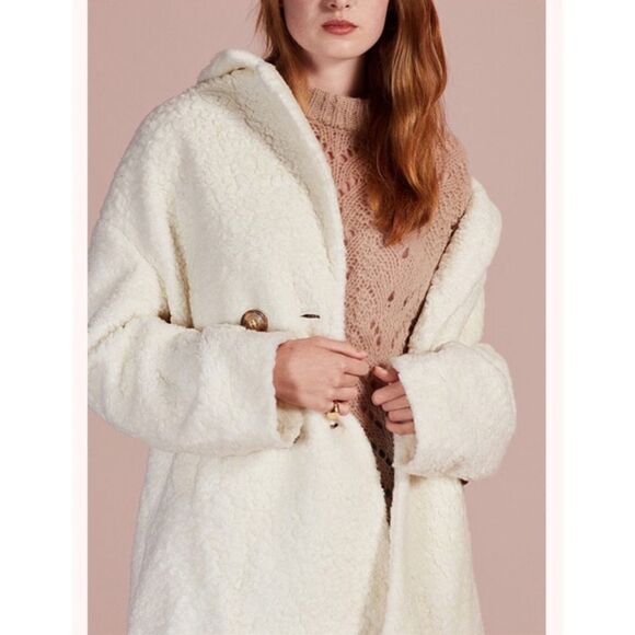 New Kate Spade Brooks Street Teddy Coat French Cream XS - Picture 1 of 14